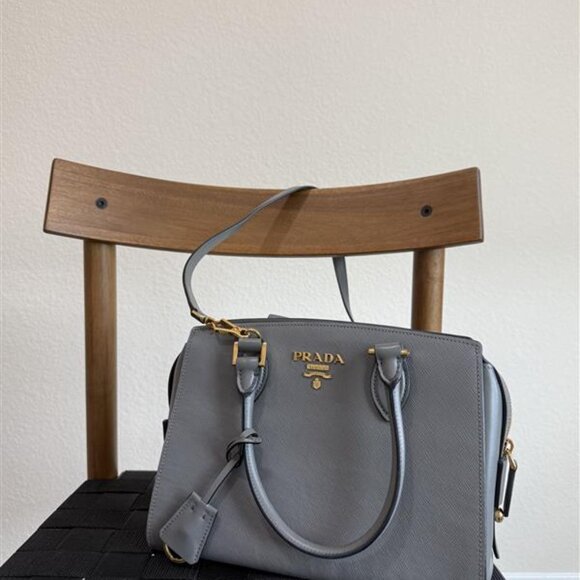 Prada Saffiano Leather Top Handle Bag – Gray - Picture 2 of 7